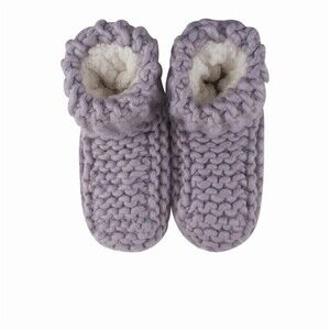 Lemon Womens Bootie Slippers Purple Chunky Knit Sherpa Lined Size S/M